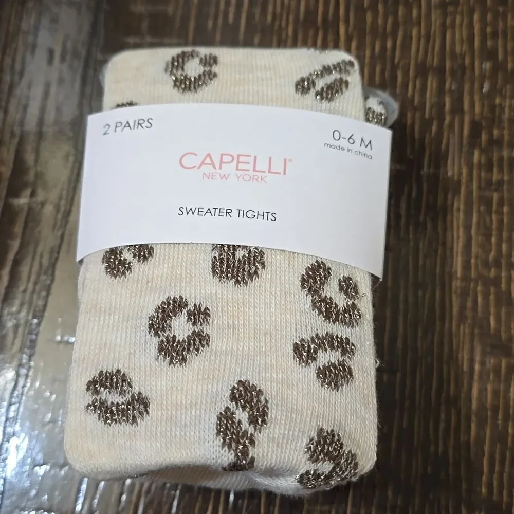 Capelli New York Sweater Tights 2-Pairs 0-6 Months